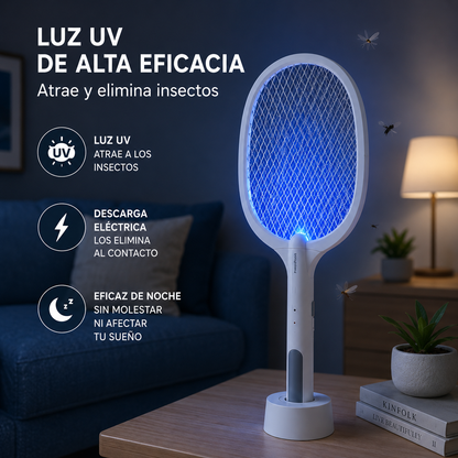 Raqueta Antimosquitos Recargable con Luz UV