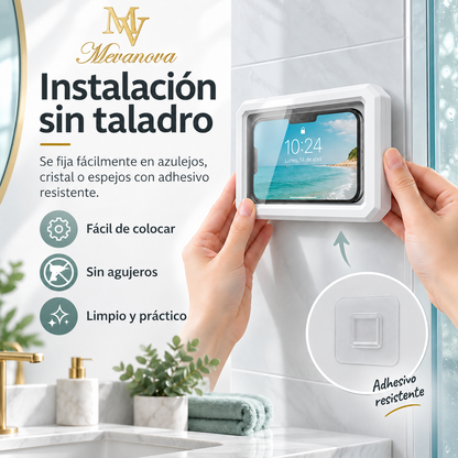 Soporte 360° para Móvil en la Ducha. Impermeable y Táctil.