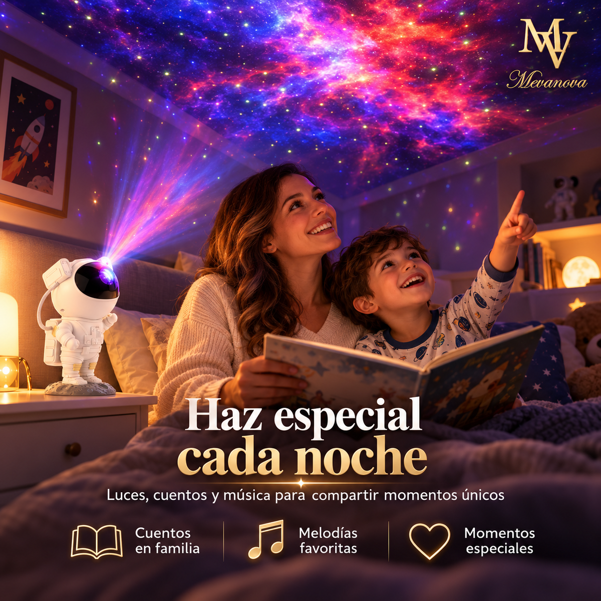 Proyector Galaxia Astronauta con Bluetooth | Luz, Estrellas y Música