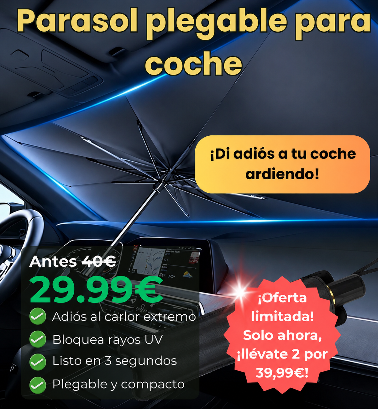 Parasol Plegable para Coche – Protección Solar UV