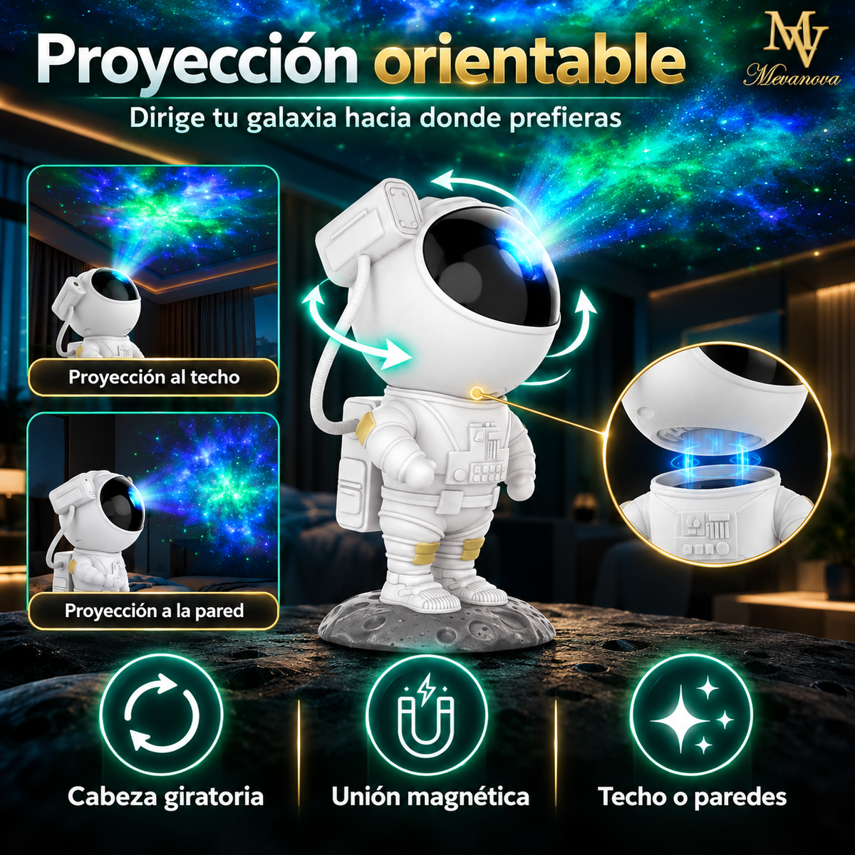 Proyector Galaxia Astronauta con Bluetooth | Luz, Estrellas y Música