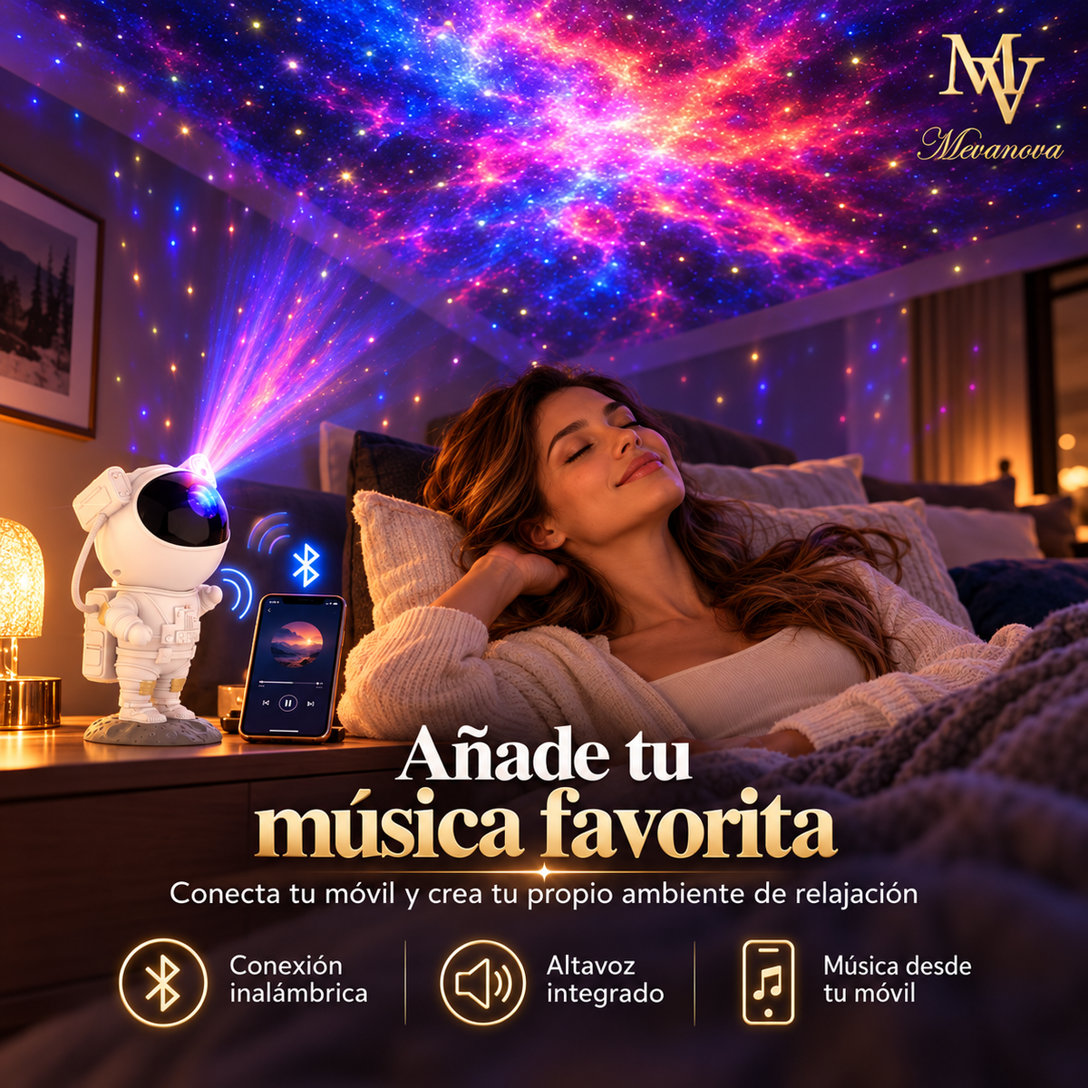 Proyector Galaxia Astronauta con Bluetooth | Luz, Estrellas y Música