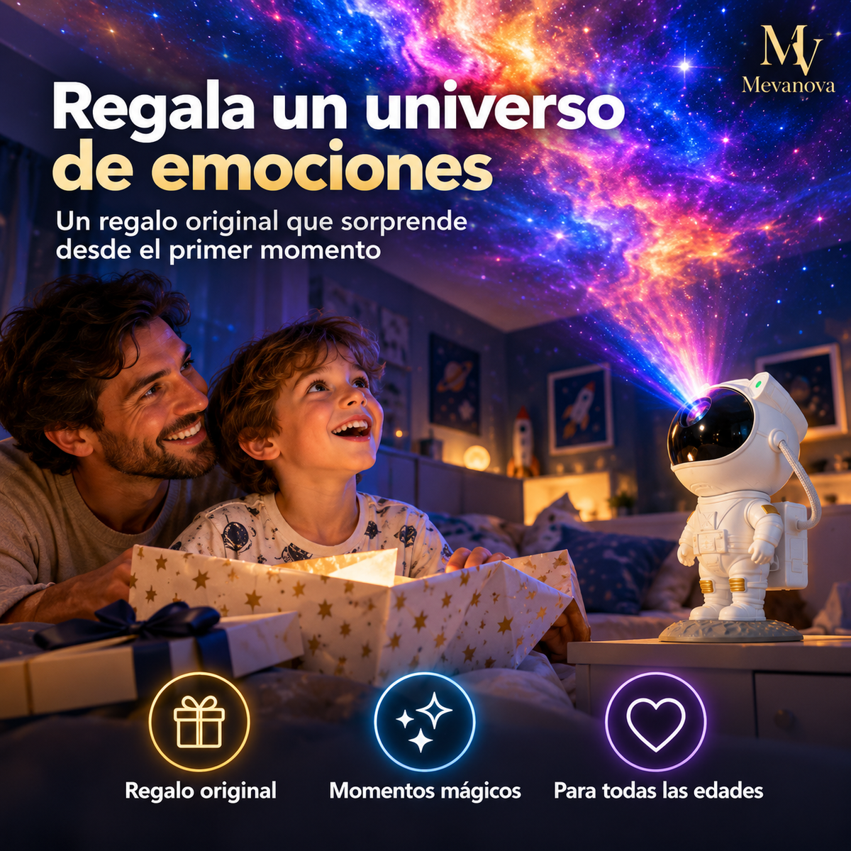 Proyector Galaxia Astronauta con Bluetooth | Luz, Estrellas y Música